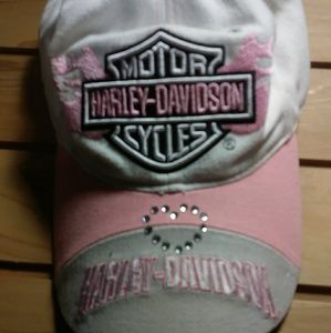 White and Pink Harley Davidson hat